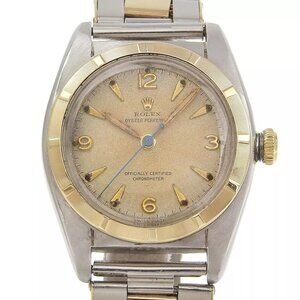 ROLEX oyster perpetual Watches 5010 Bubble back No. 6 beigeDial Stainless ...